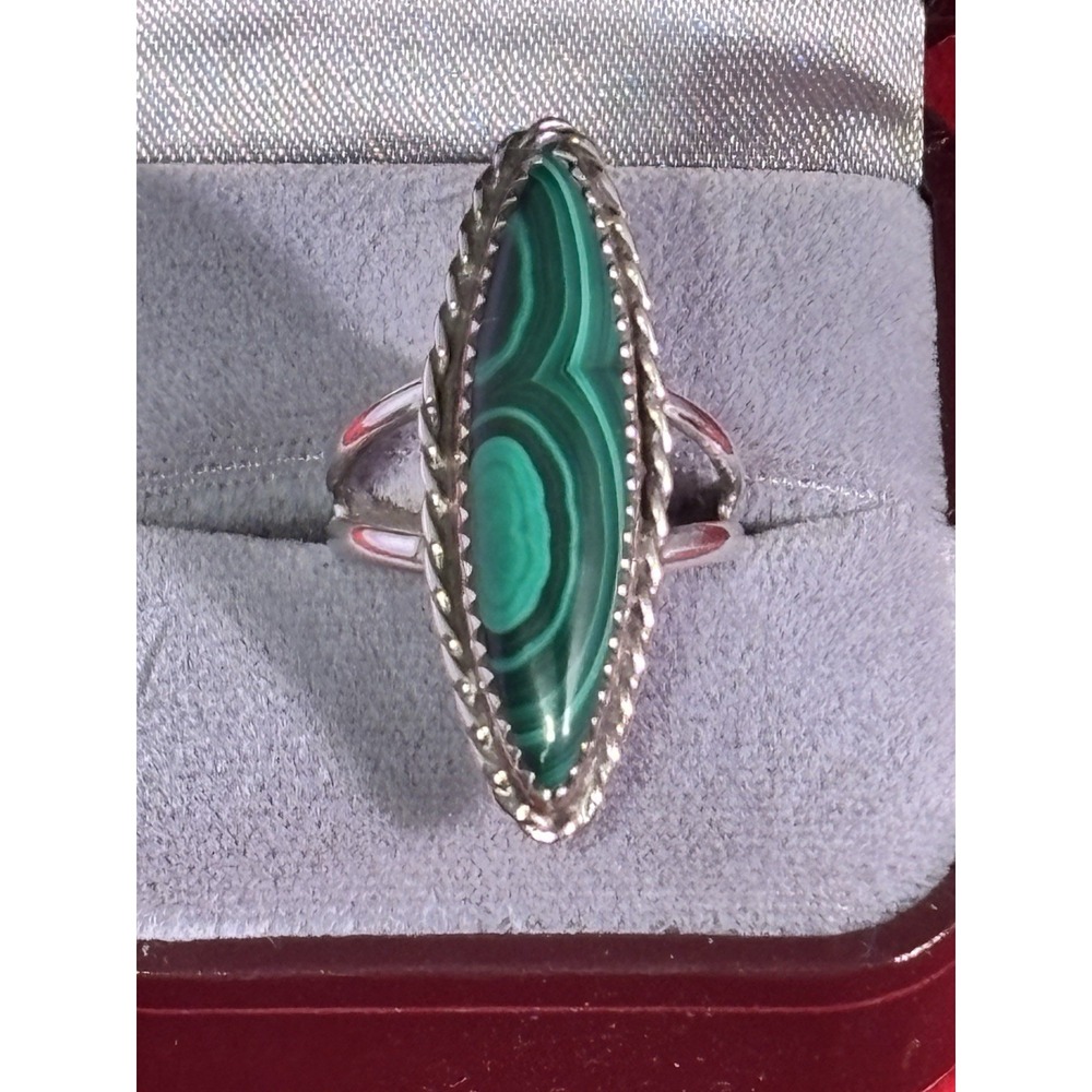 Beautiful Native American Sterling & Marcasite Ring Sz 7.  Stamped